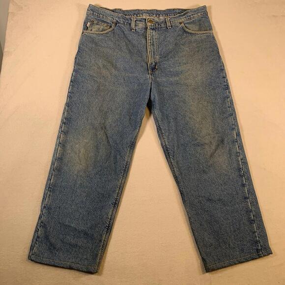 VTG 90s Carhartt‎ Jeans Mens Size 38" Waist Relaxed Fit Blue Denim Flannel Lined - Picture 5 of 16